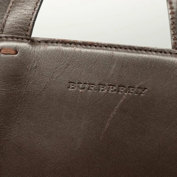 BURBERRY Hand Bag Leather Dark Brown Auth - Picture 10 of 15